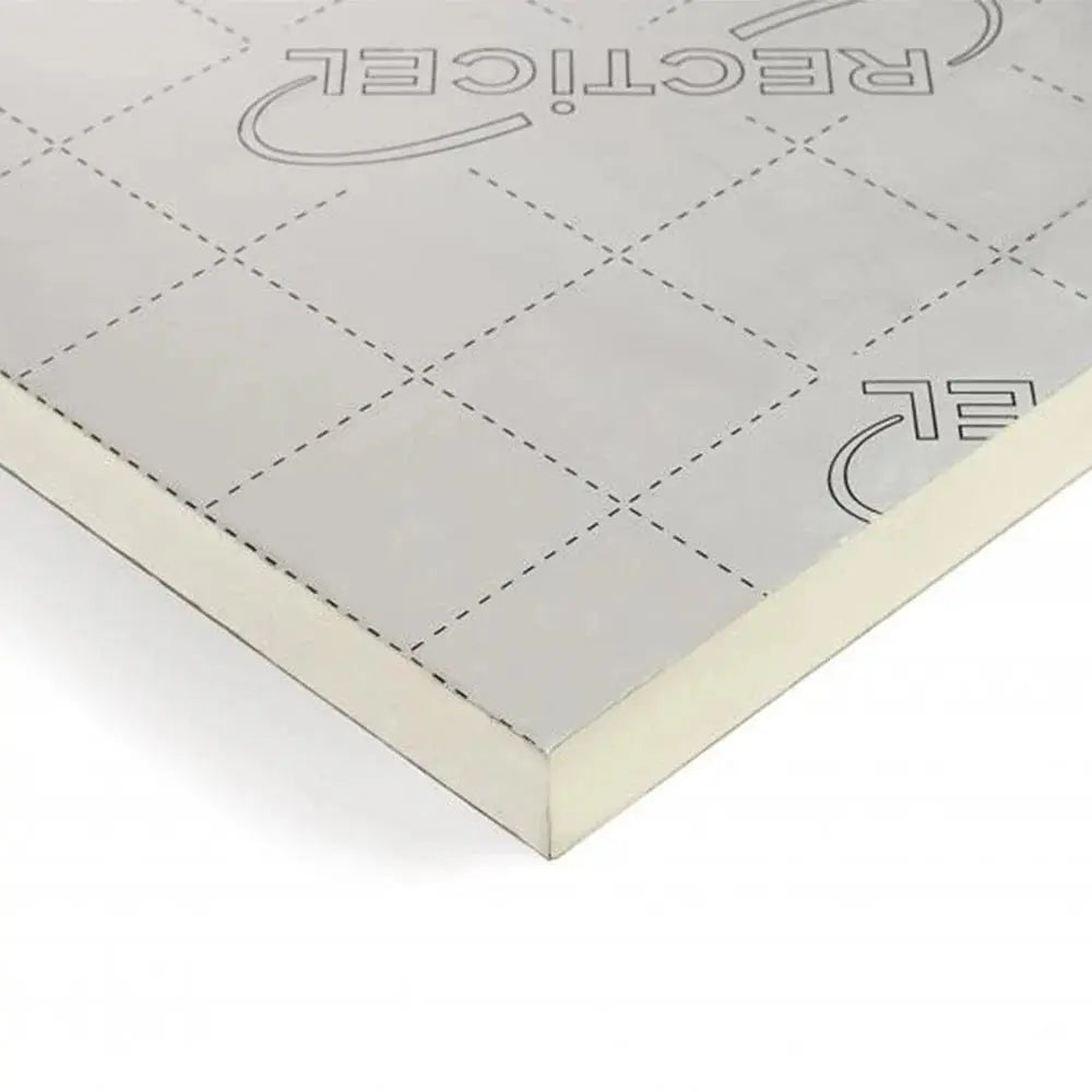 Foil-faced PIR insulation board (Recticel Eurothane GP), compared with Kingspan Kooltherm K103 phenolic floorboard