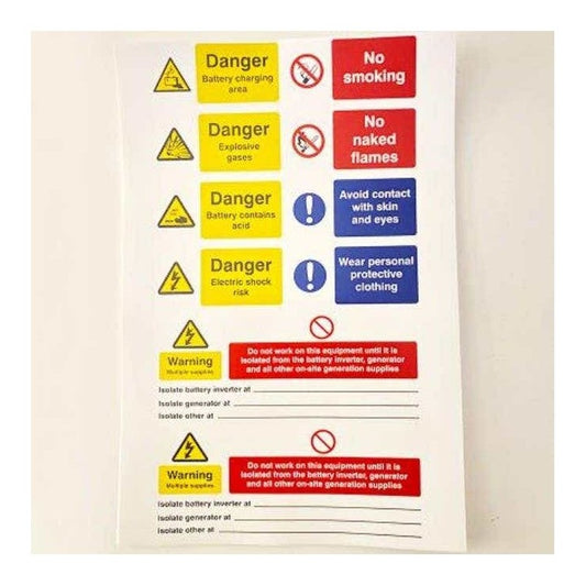 Industrial Signs Battery & Solar Write-On Labels, Self-Adhesive Vinyl – Pack of 5 Sheets (IS16205SA)