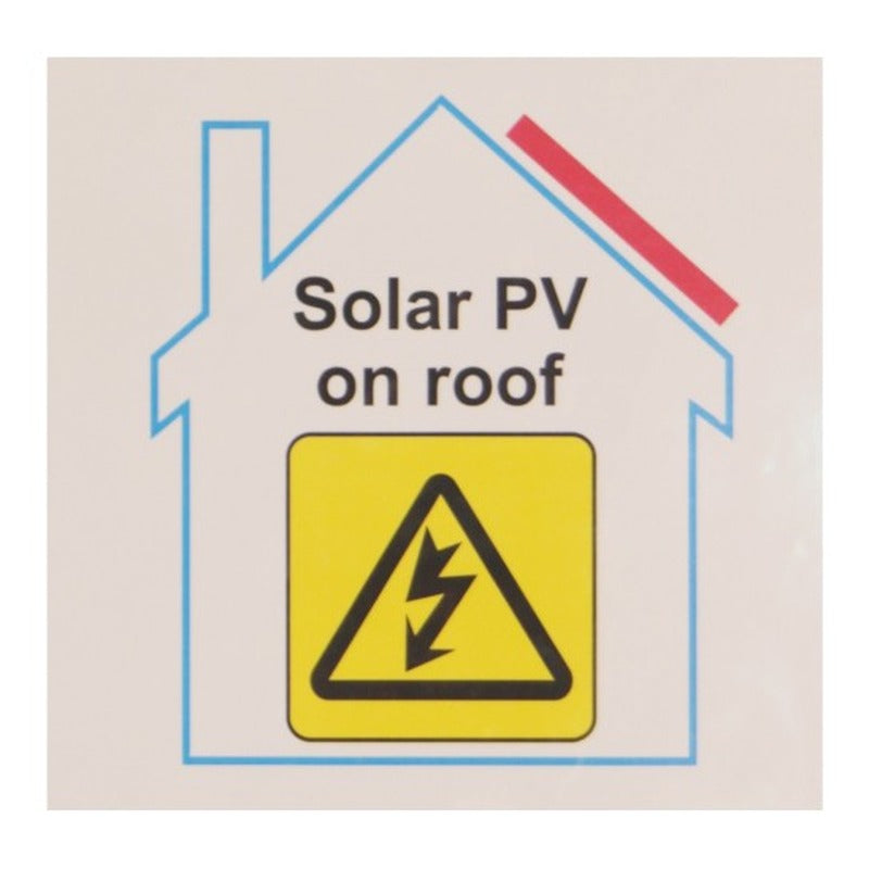 Industrial Signs "Solar PV On Roof" Self-Adhesive Vinyl Label 100 × 100mm – Pack of 10 (IS9210SA)