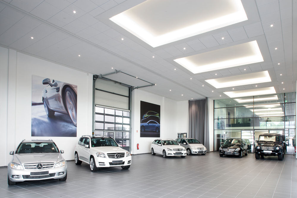 OWA Sandila/N suspended ceiling installed in a car showroom