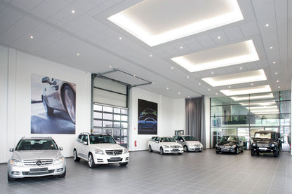 OWA Sandila/N suspended ceiling installed in a car showroom
