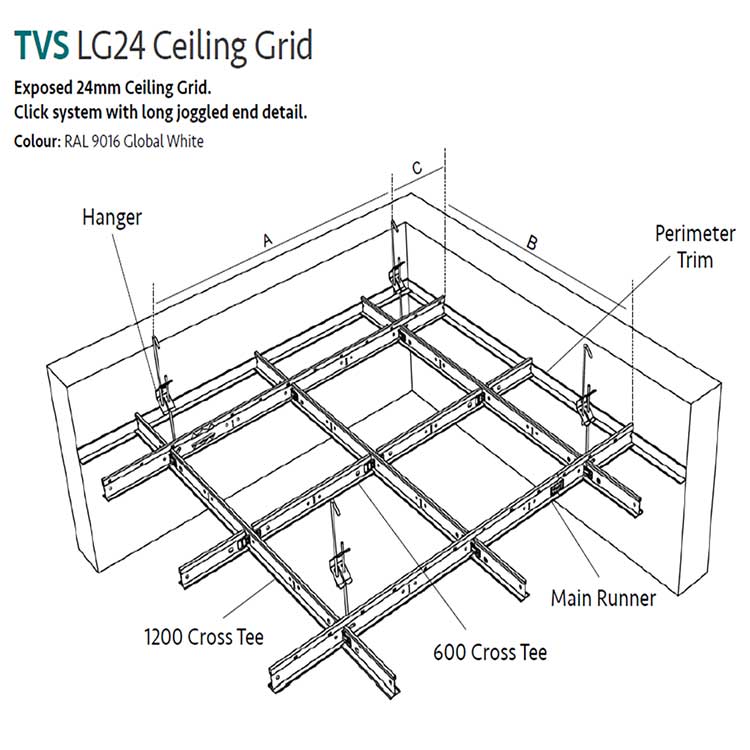 Official TVS LG24/Deckofix 24mm ceiling grid
