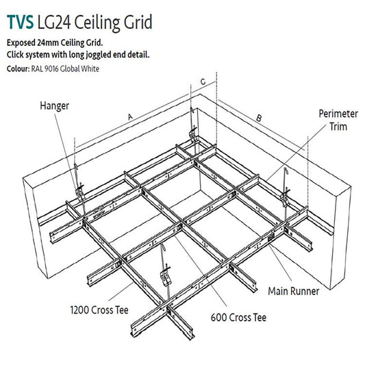 Official TVS LG24/Deckofix 24mm ceiling grid